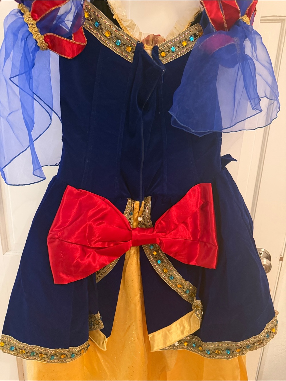 Disney Adult Snow White | Royal Blue & Yellow Velvet Princess Costume | Size L - Picture 7 of 9